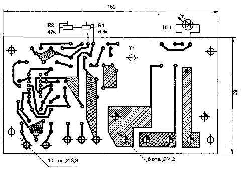 Рис. 4. Топология печатной платы схемы управления