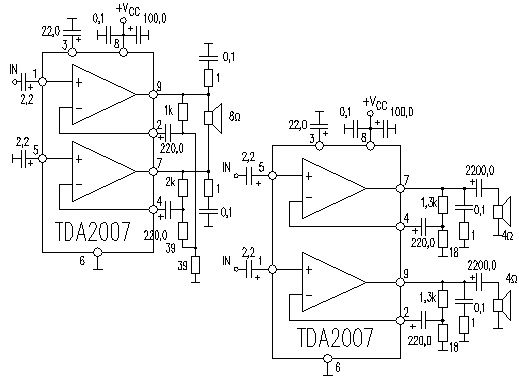 Tda2006 схема усилителя